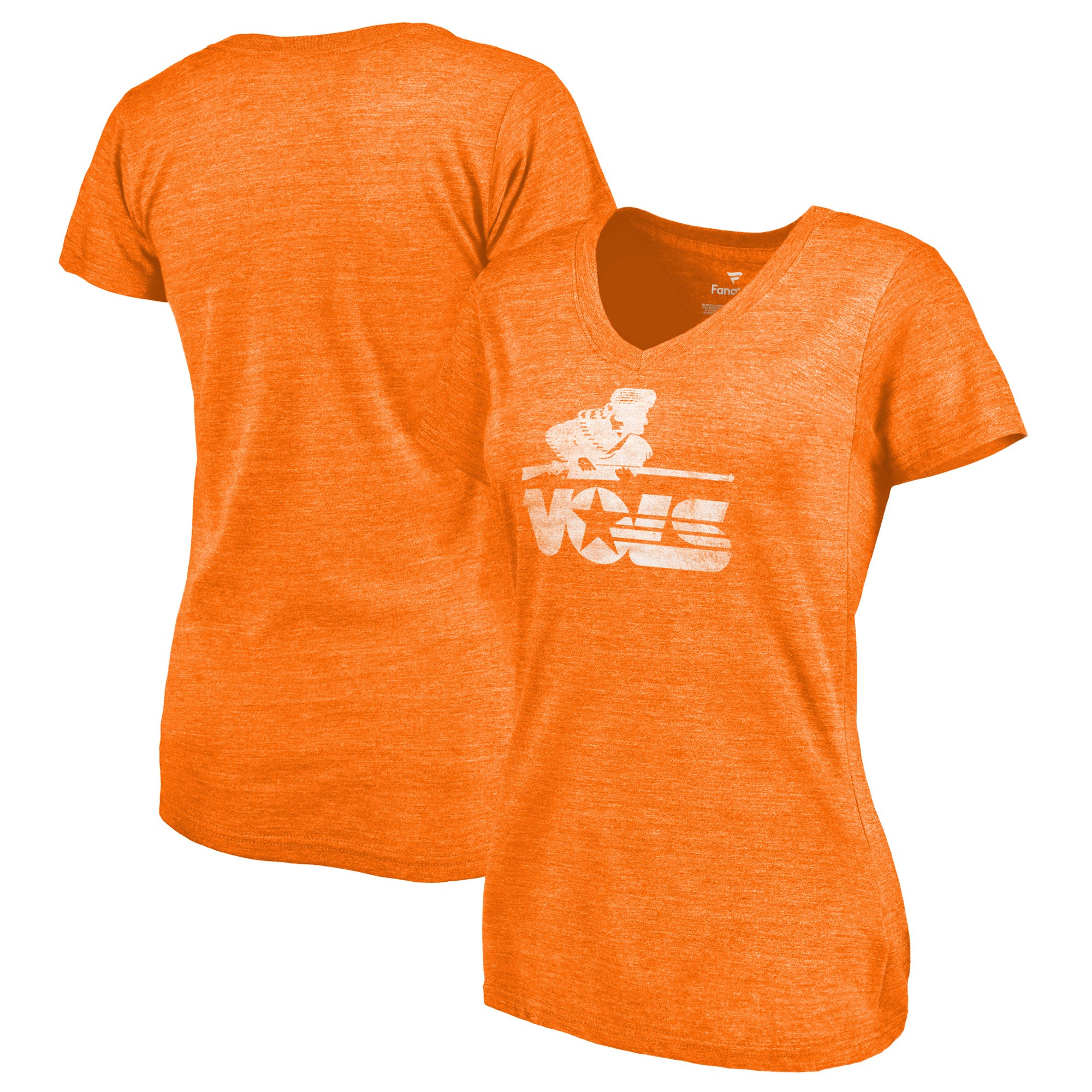 2020 NCAA Fanatics Branded Tennessee Volunteers Women Tennessee Orange College Vault Primary Logo TriBlend VNeck TShirt